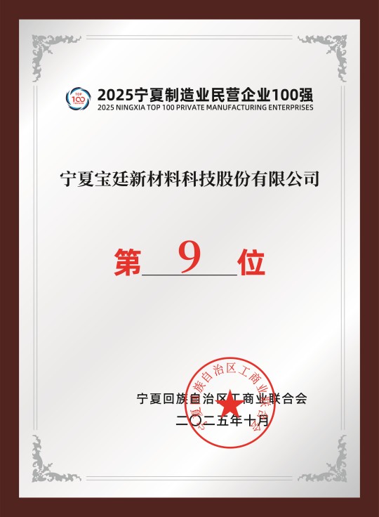 2025宁夏制造业民营企业100强第9位