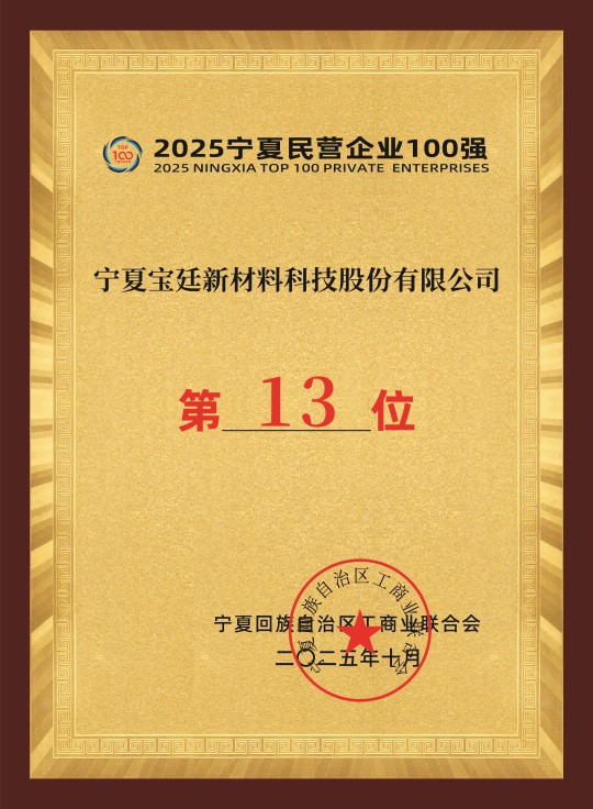 砥砺奋进  再续荣光 |宝廷新材料荣登2025宁夏民营企业100强、制造业民营企业100强榜单
